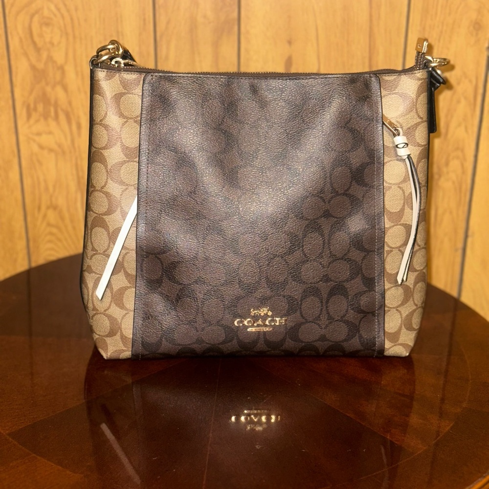 Coach Brown Metallic Accent Shoulder Bag